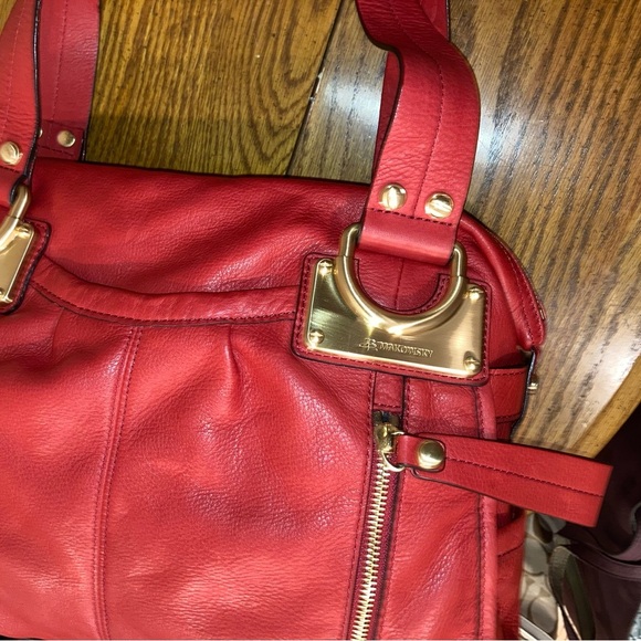B. Makowsky Rosy Red Glove Leather Satchel & Dust Bag - EUC - Picture 8 of 14
